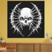 Gothic Skull mit Webbed Wings Leinwanddruck (Insitu (Wohnzimmer))