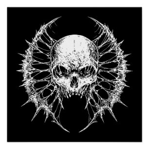 Gothic Skull mit Webbed Wings Poster