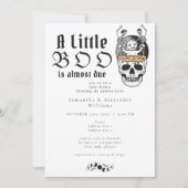 Gothic Skull Moon Little Boo Halloween Kinderdusch Einladung (Vorderseite)