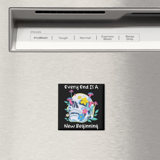 Gothic Skull Mushroom Flowers Every End Is A New B Magnet (In Situ (Geschirrspüler))