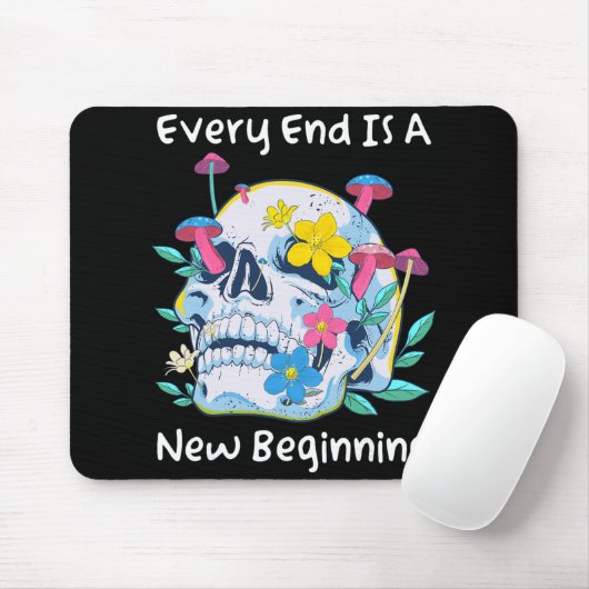Gothic Skull Mushroom Flowers Every End Is A New B Mousepad (Mit Mouse)