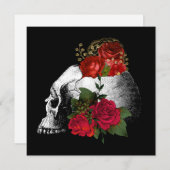Gothic Skull N Rose Dunkle Fantasie Einladung (Vorne/Hinten)