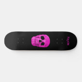 Gothic Skull Neon Girly Pink Creepy Popart Design Skateboard (Horizontal)
