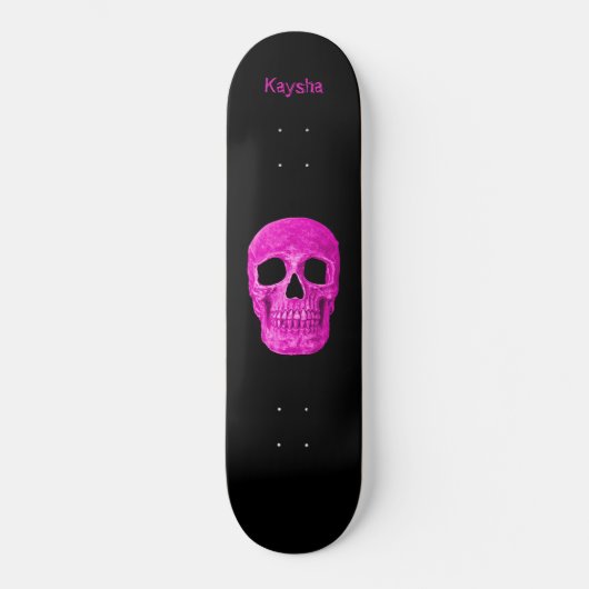 Gothic Skull Neon Girly Pink Creepy Popart Design Skateboard (Vorderseite)