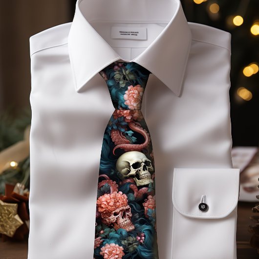 Gothic Skull Octopus Tentacles Coral Reef Krawatte