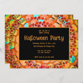 Gothic Skull Orange Abstraktes Halloween-Party Einladung (Vorne/Hinten)