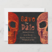 Gothic Skull Orange Black Budget Save the Date (Vorderseite)