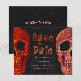 Gothic Skull Orange Black Budget Save the Date