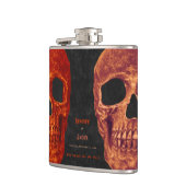 Gothic Skull Orange Black Hallowedding Flachmann (Links)