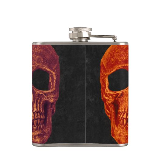 Gothic Skull Orange Black Hallowedding Flachmann (Rückseite)