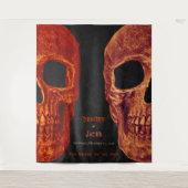 Gothic Skull Orange Black Halloween Hintergrund Wandteppich (Vorderseite)