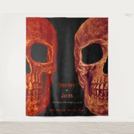 Gothic Skull Orange Black Halloween Hintergrund Wandteppich