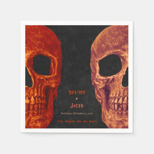 Gothic Skull Orange Black Halloween Serviette