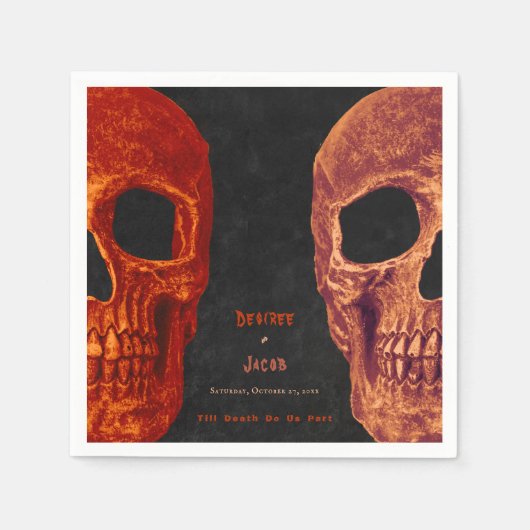 Gothic Skull Orange Black Halloween Serviette (Vorderseite)