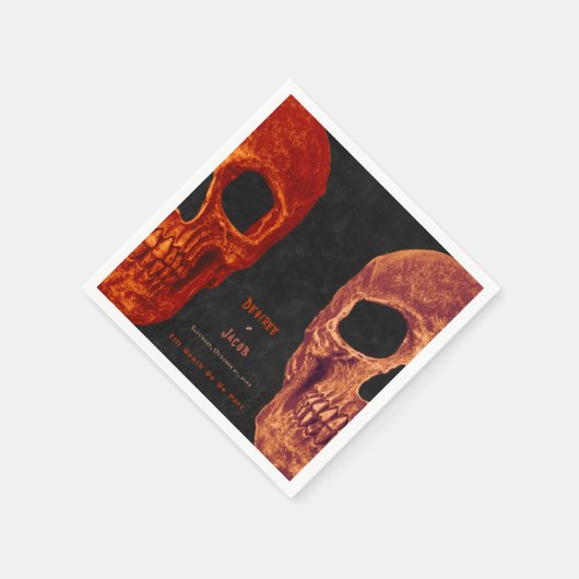 Gothic Skull Orange Black Halloween Serviette (Ecke)