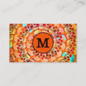 Gothic Skull Orange Black Pop Art Muster Monogram Visitenkarte (Vorderseite)