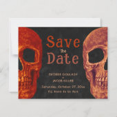 Gothic Skull Orange Black Save the Date Budget (Vorderseite)