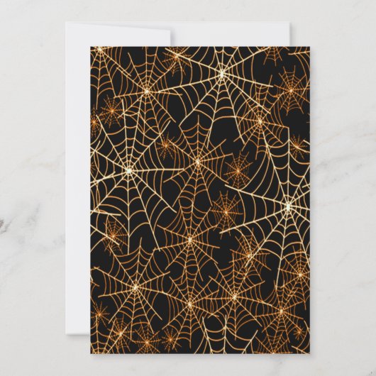 Gothic Skull Orange Spider Web Halloween-Party Einladung (Rückseite)