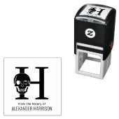 Gothic Skull Over Single Fett Anfangsnamenbuch Permastempel (Beispiel)