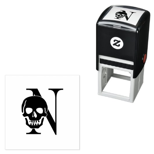 Gothic Skull Over Single Initial Monogram #3 Permastempel (Beispiel)