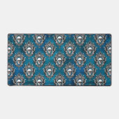 Gothic Skull Pattern auf blau Schreibtischunterlage (Vorderseite)