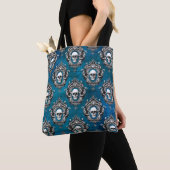 Gothic Skull Pattern auf blau Tasche (Von Nahem)