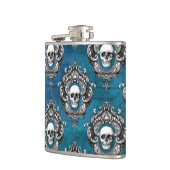 Gothic Skull Pattern auf Royal Blue Flachmann (Links)