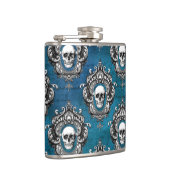 Gothic Skull Pattern auf Royal Blue Flachmann (Rechts)
