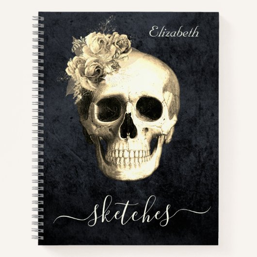 Gothic Skull Personalisiert Sketch Book Notizblock (Vorderseite)