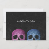 Gothic Skull Pink Blue Halloween Save the Date (Rückseite)