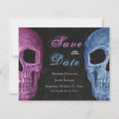 Gothic Skull Pink Blue Hallowing Save the Date (Vorderseite)
