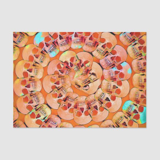 Gothic Skull Pop Art Orange Cool Spiral Pattern Seidenpapier (Vorderseite)