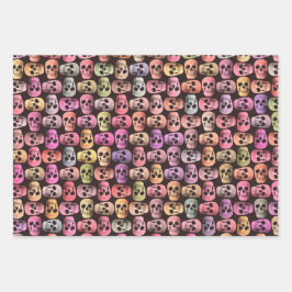Gothic Skull Pop Art Pink Green Colorful Design Geschenkpapier Set