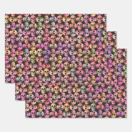 Gothic Skull Pop Art Pink Green Colorful Design Geschenkpapier Set