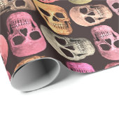 Gothic Skull Pop Art Pink Grün Design Geschenkpapier (Rolleneckpunkt)