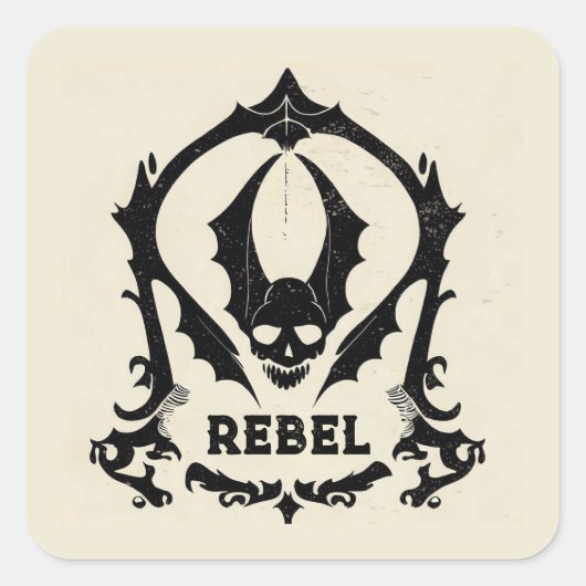 'GOTHIC SKULL' QUADRATISCHER AUFKLEBER (Vorderseite)