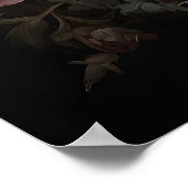 Gothic Skull Rabbit Druck, Dunkle Florale Hasen Poster (Ecke)