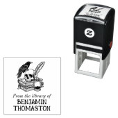 Gothic Skull, Raven, Quill & Ink Library Name Permastempel (Beispiel)