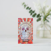 Gothic Skull Red Aquamarin Surreal Psychedelic Art Visitenkarte (Stehend Vorderseite)