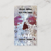 Gothic Skull Red Aquamarin Surreal Psychedelic Art Visitenkarte (Rückseite)