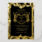 Gothic Skull Retro Halloween Folieneinladung (Vorderseite)