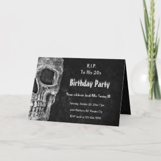 Gothic Skull RIP zu seiner 20er Black Birthday Par Einladung