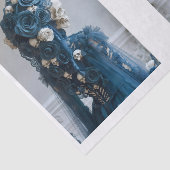 Gothic Skull & Rose Aquamarin Ivory Decoupage R&L Seidenpapier (Ausschnitt)