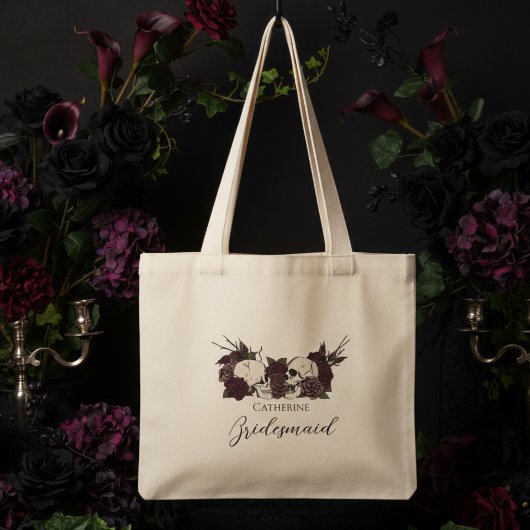 Gothic Skull & Rose Bridesmaid Mini Stoffbeutel