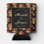 Gothic Skull Rose Custom Black Halloween Hochzeit Dosenkühler (Vorderseite)
