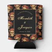 Gothic Skull Rose Custom Black Halloween Hochzeit Dosenkühler (Rückseite)