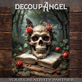 Gothic Skull & Rose - Decoupage Seidenpapier