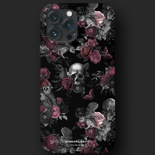 Gothic Skull Rose Dunkelfarben Lila rosa Elegant Case-Mate iPhone Hülle