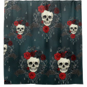 Gothic Skull & Rose Duschvorhang (Vorderseite)
