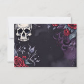 Gothic Skull & Rose Elegante Dunkle Hochzeit RSVP Karte (Rückseite)